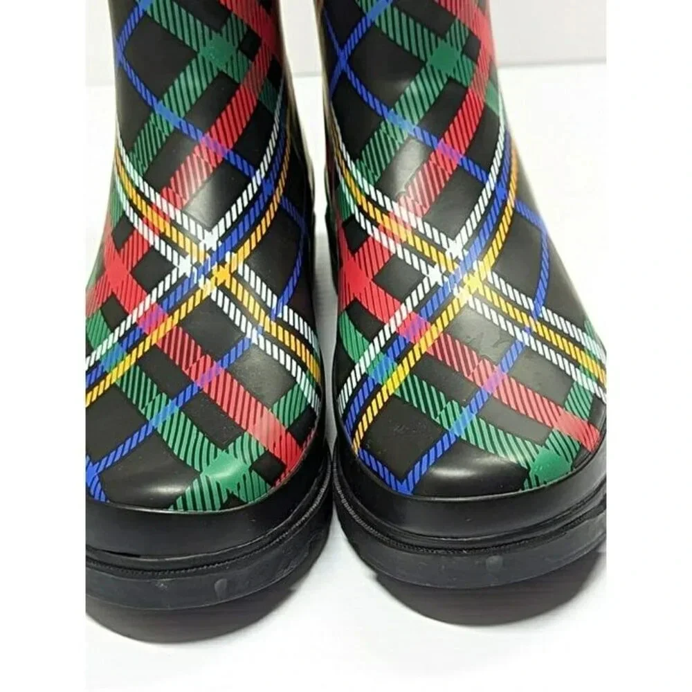 Sugar Raffle 4 Women's Waterproof Tall Rain Boots Plaid Size 9 M (MSRP $70)